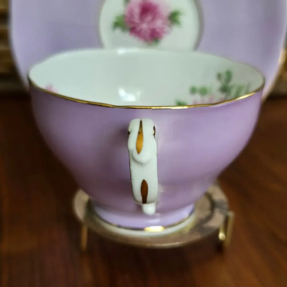 Vintage Adderley Bone China Tea Cup and Saucer Lavender Chrysanthemum Cottage